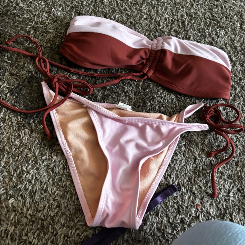 Pink and brown Bikini Set